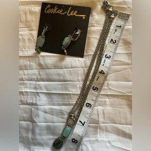 Cookie Lee necklace and earring set, light turquoise